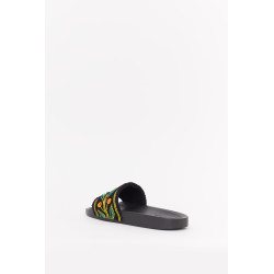 CASABLANCA BLACK EMBROIDERED TERRY SLIDES